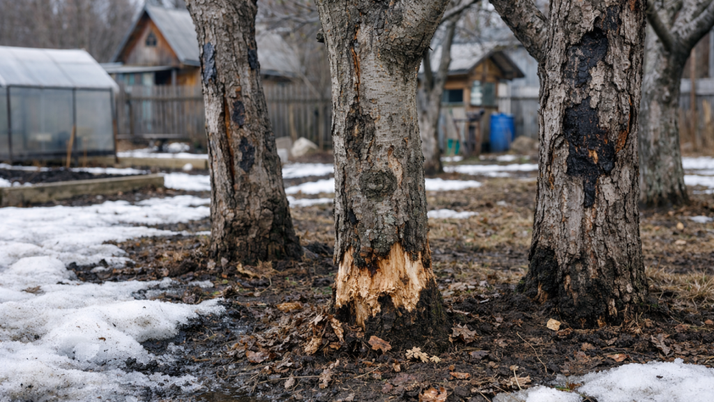 Защита коры деревьев от грызунов и вредителей